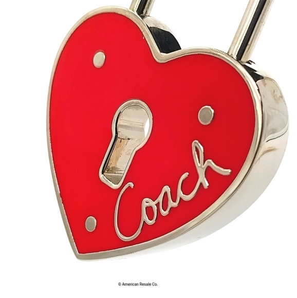 Vintage COACH Red Enamel Heart Lock Love Keychain Purse Fob charm. - Picture 3 of 8